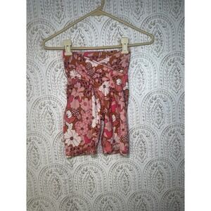 Aerie OFFLINE Floral Bike Shorts Brown Pink White Retro Yoga Athletic S